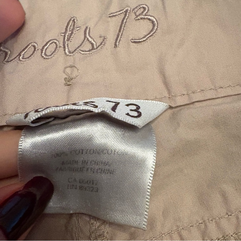 Vintage Roots Beige Low Rise Cargo Capri Pants with Tie Waist - Picture 8 of 8